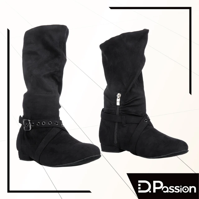 D.Passion 9905 黑 舞靴 室內排舞鞋(八分跟毛底)