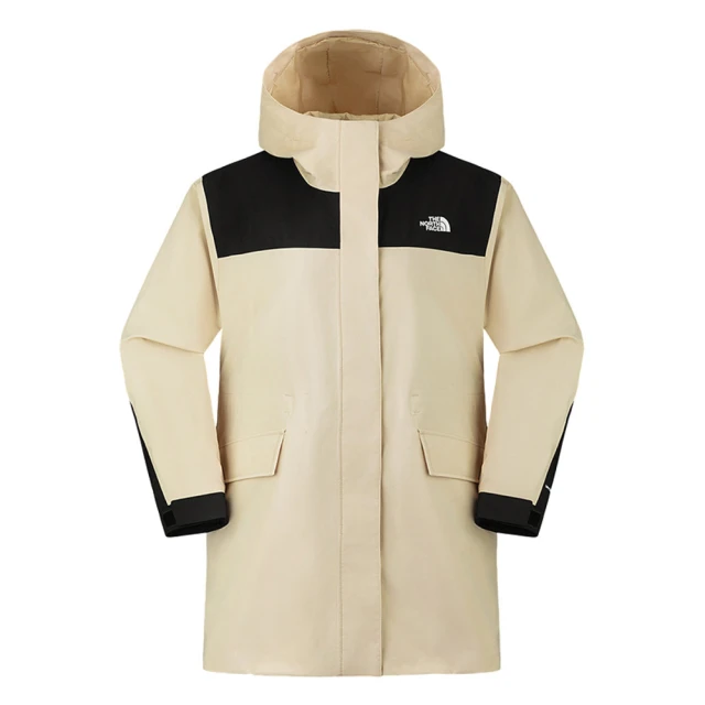 The North Face 北臉 外套 女 運動連帽外套 防潑水 透氣 衝鋒衣 黑米白 NF0A8C0Y4D5