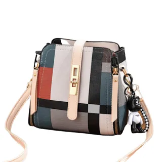 【89 zone】韓版清新刺繡 單肩包 斜挎包 手提包(彩格米/黑/紅)