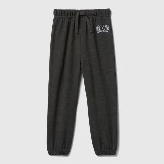 【GAP】男幼童裝 Logo刺繡束口抽繩鬆緊運動褲-黑灰色(725223)