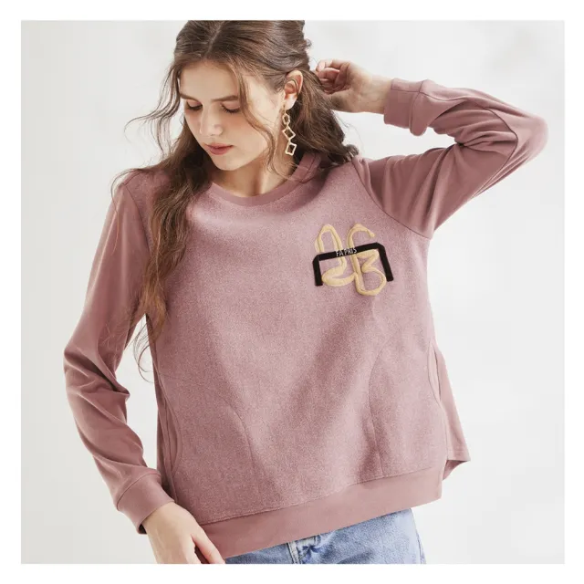 【R.NETS】HG 優雅絲絨棉立體圖騰上衣-粉色