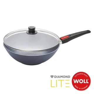 【Woll】德國歐爾DIAMOND LITE新鑽石 鑄造不沾中華炒鍋32cm(電磁爐適用/可拆式把手/附安全玻璃蓋)