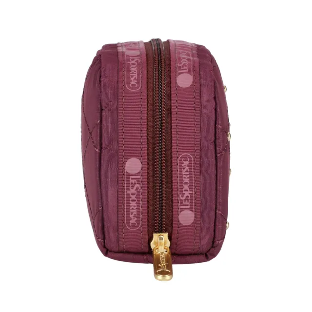 【Lesportsac】Rectangular Cosmetic 長形化妝包 收納包 送禮 禮物 推薦 女包(酒紅格紋釘飾)