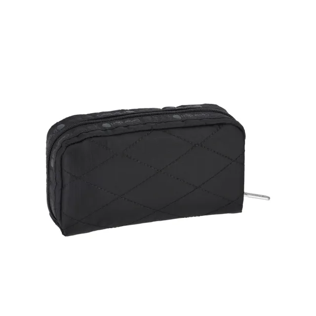 【Lesportsac】Rectangular Cosmetic 長形化妝包 收納包 送禮 禮物 推薦 女包(黑色格紋釘飾)
