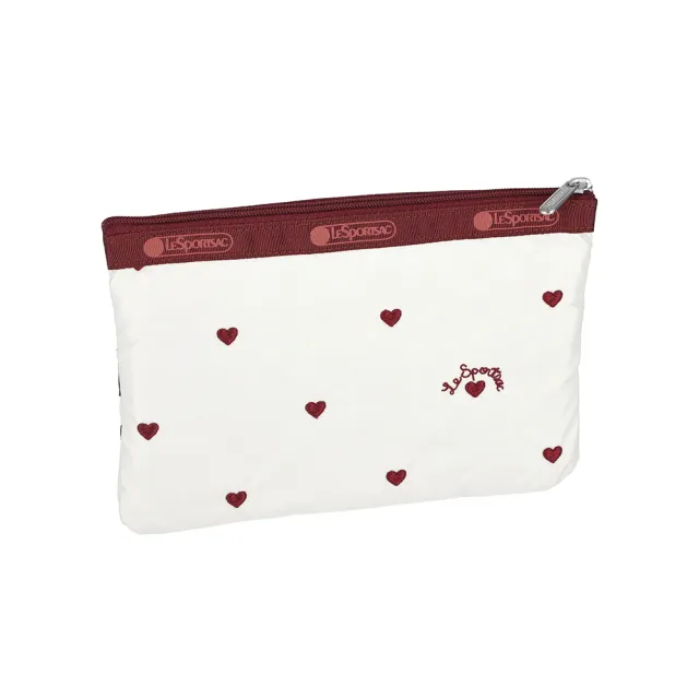 【Lesportsac】3-Zip Cosmetic 三層拉鍊化妝包 收納包 盥洗包 送禮 禮物 推薦 女包(莓果心刺繡)