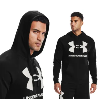 【UNDER ARMOUR】UA官方直營 男 Rival Fleece刷毛長袖帽T_1357093-001(黑)
