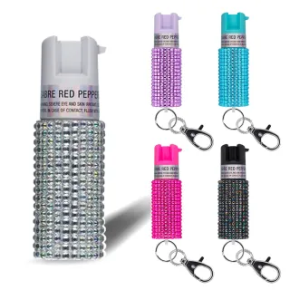 【SABRE 沙豹】輕量鑰匙圈防身噴霧 防狼噴霧劑 戶外用(水鑽款)