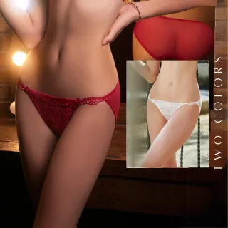 【LADY】晨光似戀系列 刺繡蕾絲/性感/冰絲內褲/涼感內褲/低腰三角褲 M-XL(熱戀紅/暗戀白)