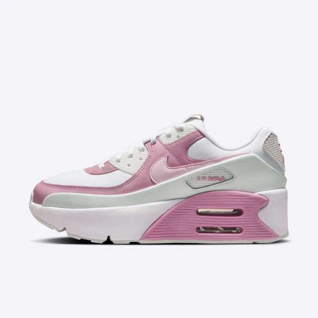 NIKE 耐吉 Air Max 90 Lv8 女 運動休閒鞋 復古 雙層氣墊 緩震 厚底 白 粉紅(FD4328-110)
