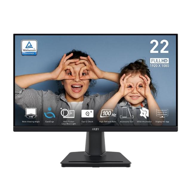 【MSI 微星】PRO MP225V 21.5型 VA 16:9 100Hz 商用螢幕(TUV護眼認證/HDMI/1ms)