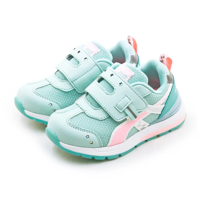 GOODYEAR 固特異 中童 輕量透氣兒童緩震慢跑鞋 極速潮跑系列(藍綠粉 48525)