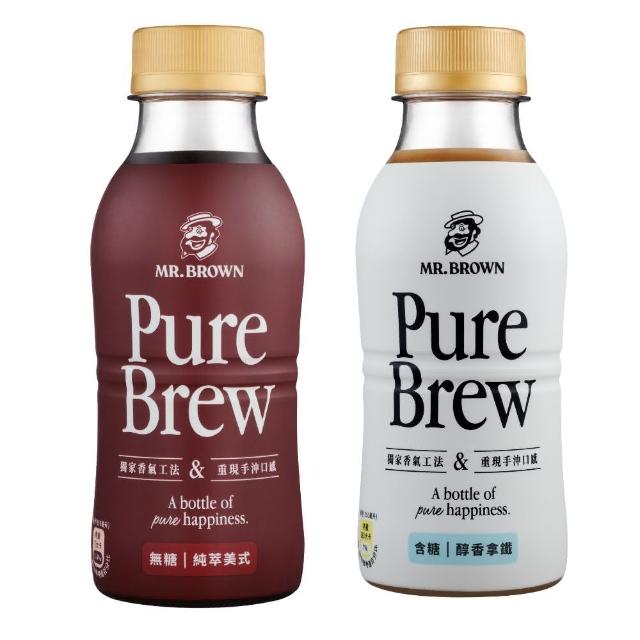 【金車/伯朗】Pure Brew 純萃美式/醇香拿鐵-任選2箱(350mlx24入/箱)  (TQF微笑標章)