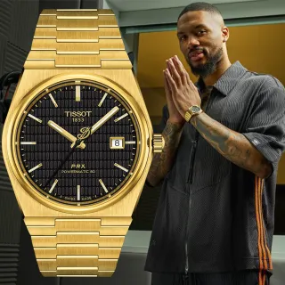 【TISSOT 天梭 官方授權】PRX系列 NBA 達米安利拉德 特別版酒桶型機械錶-40mm 情人節 禮物(T1374073305100)