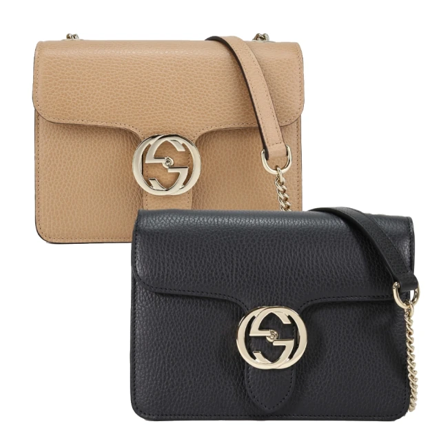 【GUCCI 古馳】金屬雙G LOGO鍊帶斜背包(多款任選)