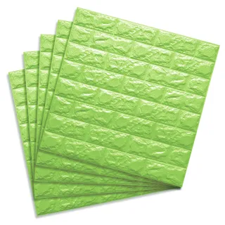 【LOG 樂格】3D立體 磚形環保防撞美飾牆貼 -草原綠x5入(防撞壁貼/防撞墊)