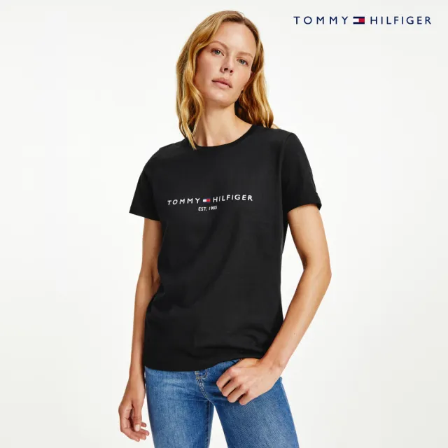 【TOMMY HILFIGER】官方旗艦館 有機棉標誌 T 恤_黑色