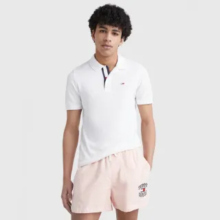 【Tommy Hilfiger】官方旗艦館 TOMMY JEANS 旗幟修身 POLO 衫_白色