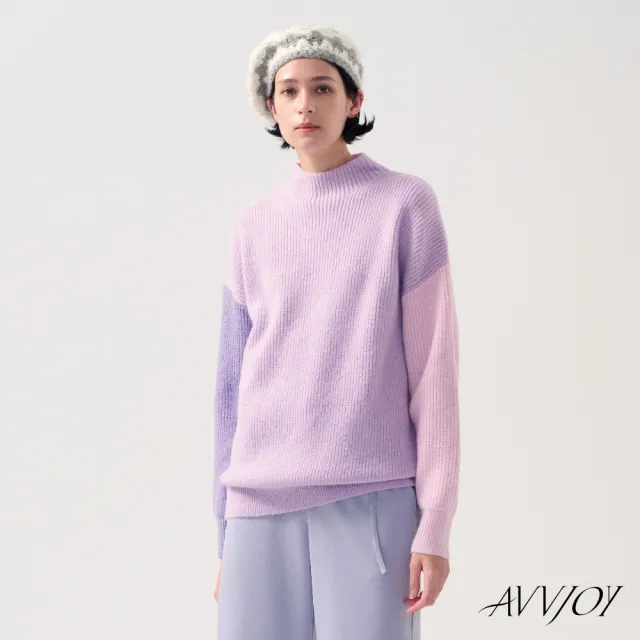 【AVVJOY 艾薇卓爾】落肩雙色袖毛衣(羊毛 毛衣 針織衫 針織毛衣 針織上衣 長袖毛衣 CLA0381TP)