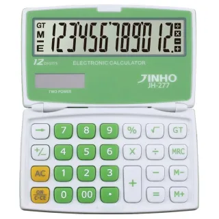 【JINHO 京禾】12位數口袋掌上型隨身攜帶太陽能JH-277-青蘋果綠(國考計算機學生必備)