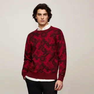 【TOMMY HILFIGER】官方旗艦館 Tommy Hilfiger 印花圖案毛衣_紅色
