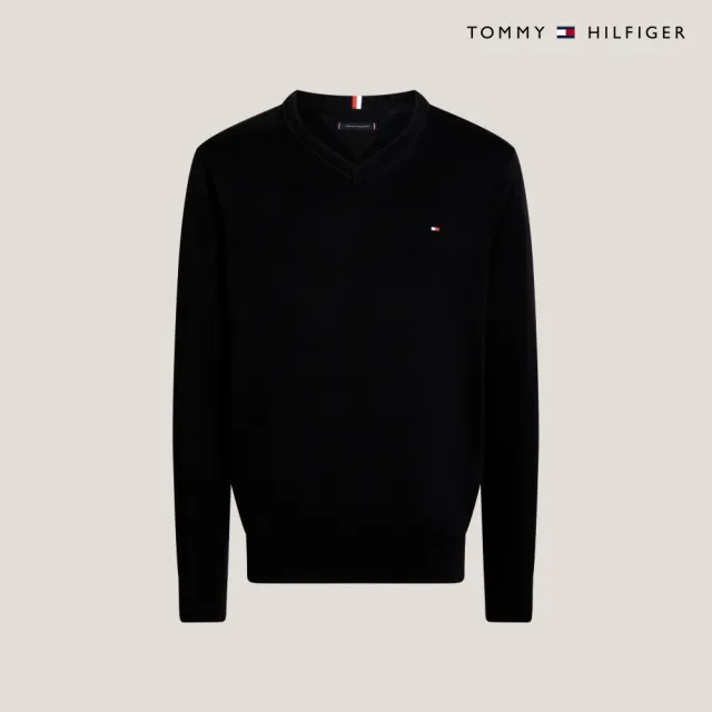 【TOMMY HILFIGER】官方旗艦館 基本款 V 領毛衣_黑色