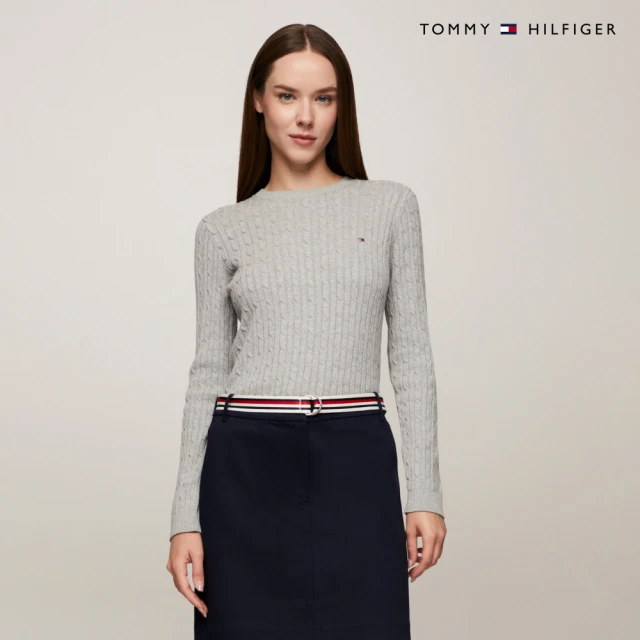 Tommy Hilfiger 官方旗艦館 Jenny 絞花針織長袖毛衣_灰色