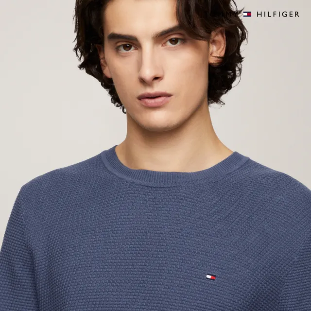 【TOMMY HILFIGER】官方旗艦館 結構感圓領毛衣_藍色