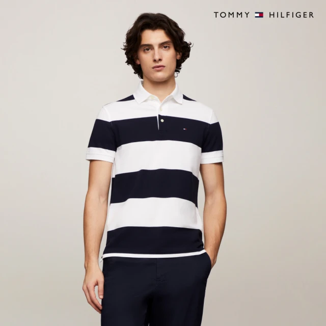 Tommy Hilfiger 官方旗艦館 橄欖條紋修身 Polo 衫_裸色