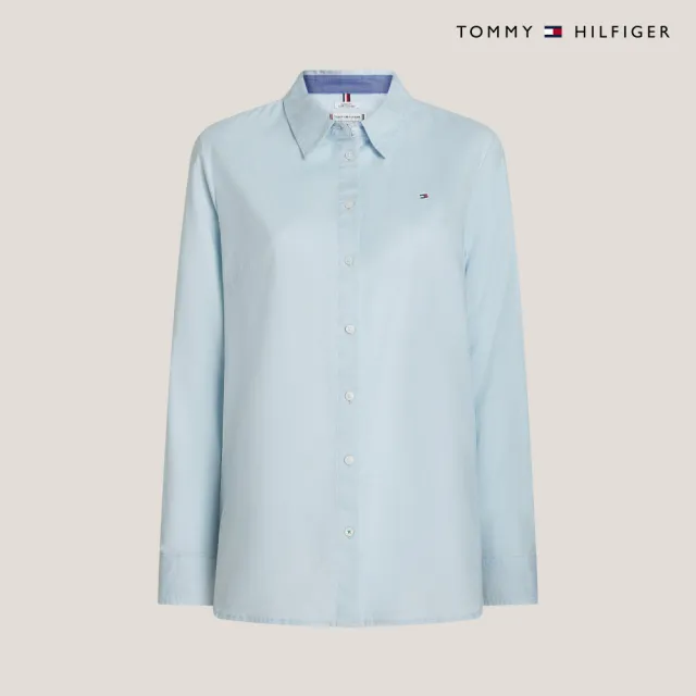 【TOMMY HILFIGER】官方旗艦館 標準版型純色彈性牛津襯衫_藍色