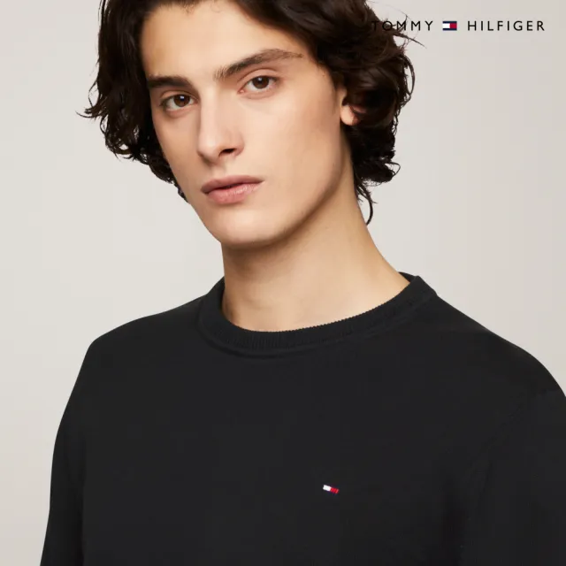 【TOMMY HILFIGER】官方旗艦館 標誌性圓領毛衣_黑色