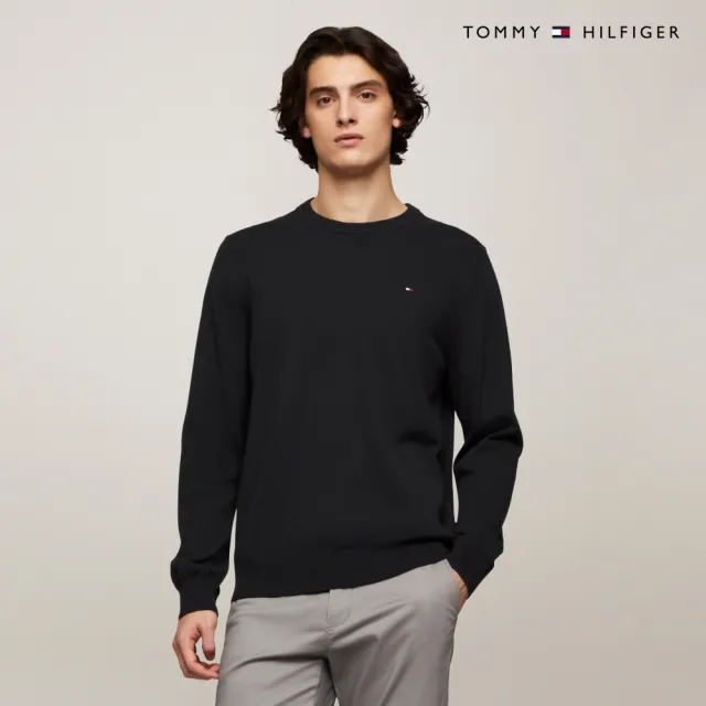 【TOMMY HILFIGER】官方旗艦館 標誌性圓領毛衣_黑色