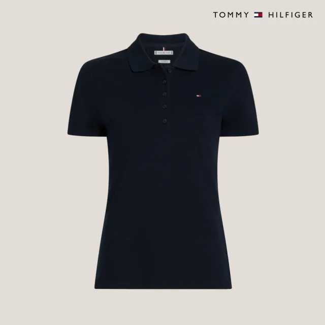 【TOMMY HILFIGER】官方旗艦館 短袖修身Polo衫_藍色