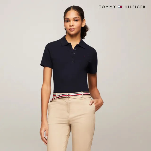 【TOMMY HILFIGER】官方旗艦館 短袖修身Polo衫_藍色