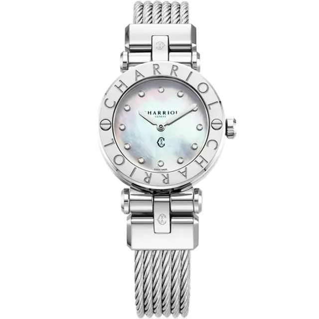 【CHARRIOL 夏利豪】St-Tropez 鑽石鋼索女錶 手錶-28mm 520禮物 送禮(CR28S.590.001)