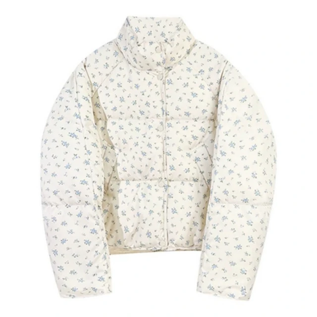 米蘭精品米蘭精品 真羽絨90%鴨絨羽絨外套(韓系田園風碎花女夾克2色74jx43)