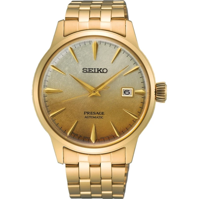 SEIKO 精工 官方授權 Presage 時尚金色啤酒雞尾酒 調酒機械男錶-40.5mm SK008(SRPK46J1)