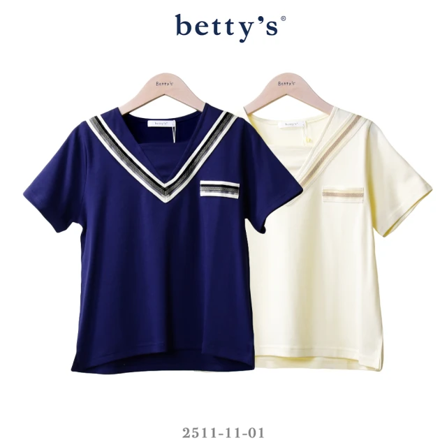 betty’s 貝蒂思 三色織帶方領短袖T-shirt(共二色)