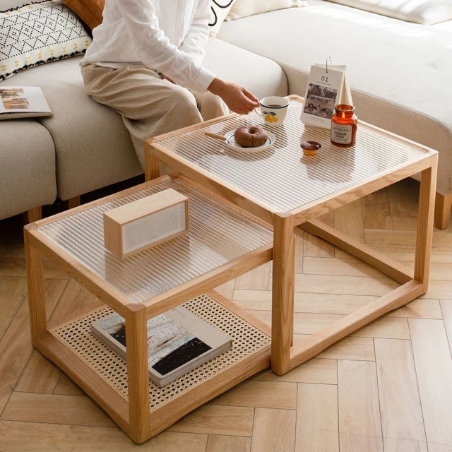 hoi! 好好生活 預購★源氏木語方岩橡木實木原木色茶几櫃 