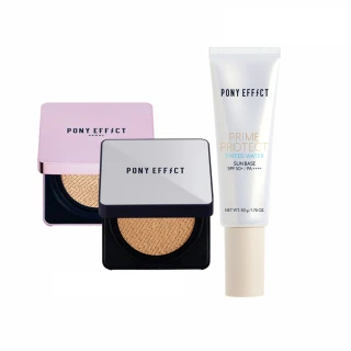 【PONY EFFECT】全防護明星氣墊底妝組-透亮版(水透膚+超進化無重力/極水透光-2款任選)