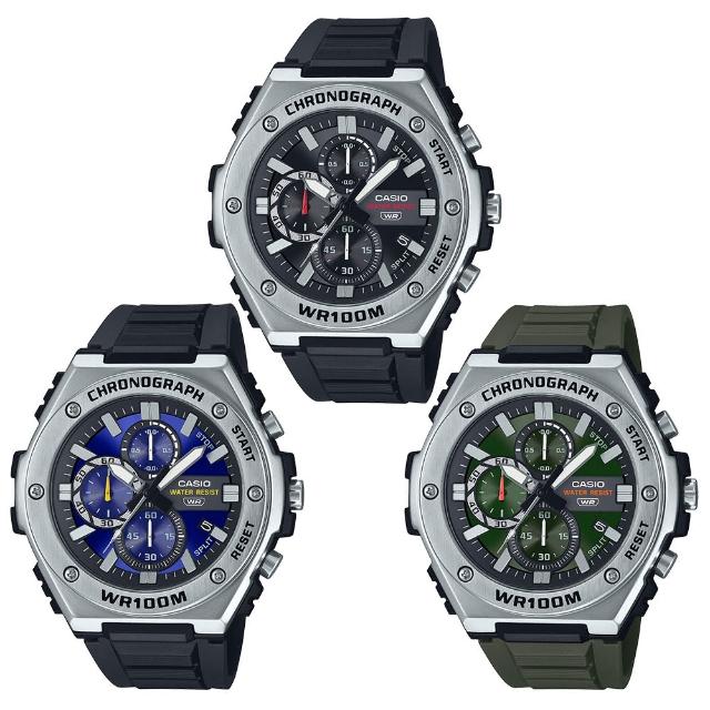 【CASIO 卡西歐】金屬運動風三眼計時手錶-3款可選 情人節 送禮(MWA-300H-1A/MWA-300H-2A/MWA-300H-3A)