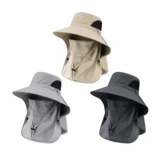 【seeyu】防潑水速乾遮陽漁夫帽 抗UV戶外登山護頸釣魚帽 大帽簷披肩防曬帽(太陽帽 遮陽帽 海灘帽 防曬面罩)