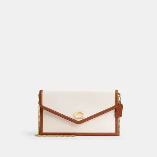 【COACH】蔻馳官方直營 基本款手拿包-B4/鹽石色帆布/亮琥珀色(CR801)
