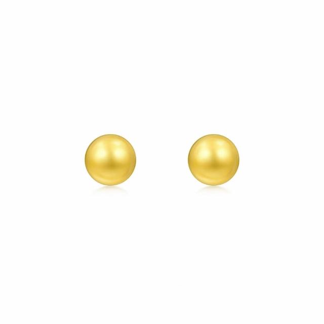 【點睛品】質感小圓珠 黃金耳環(一對)