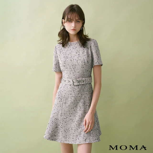 MOMA 寧靜灰小香風毛呢洋裝(灰色)