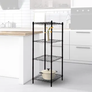 【KIWISH】台灣製46X40X120質感黑四層架 六分管徑 整體耐重200kg(廚房架鐵架/收納架/層架/鐵力士架/置物架)
