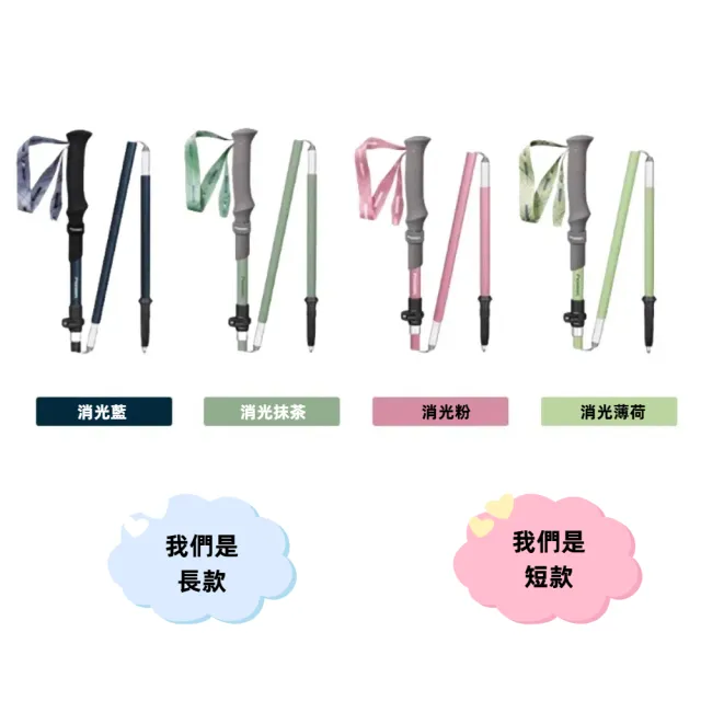 【Pioneer 開拓者】新款消光系碳纖維+鋁合金 五節登山杖 2入附杖袋 四色任選(折疊式 輕巧 堅固 外扣鎖)