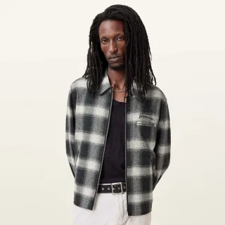 【ALLSAINTS】ELLIS 純棉寬鬆格紋LOGO外套 M001OC(寬鬆版型)