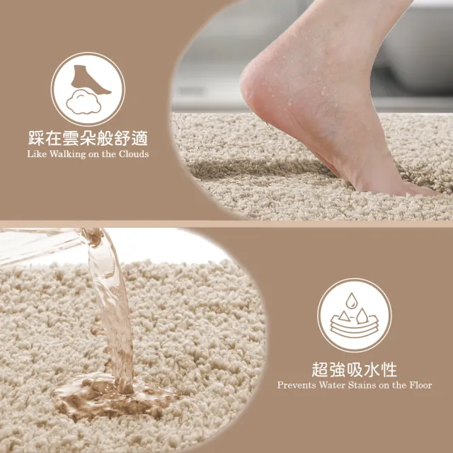 【寢室安居】柔綿極厚3CM 蛋糕絨吸水地墊  50x80cm(可機洗 防滑 浴室踏墊 進門墊 止滑地墊)