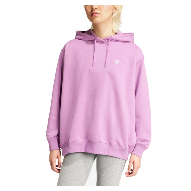 adidas 愛迪達 Trefoil Hoodieo 女 連帽上衣 帽t 連帽長袖 運動 三葉草 粉紫(IY4702)