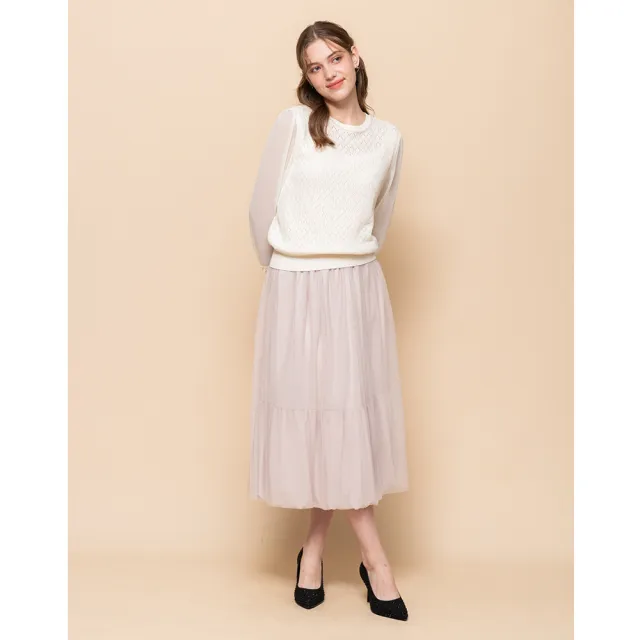 【perng yuh 芃諭名品】漫柔光采 雪紡 網紗 圓裙(2025 SS Collection|4A春夏新品上市)